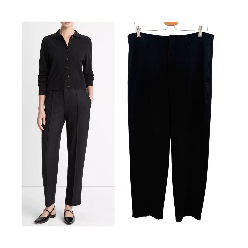 Vince Italian Wool Blend High Waist Carrot Leg Trouser Black Size 10